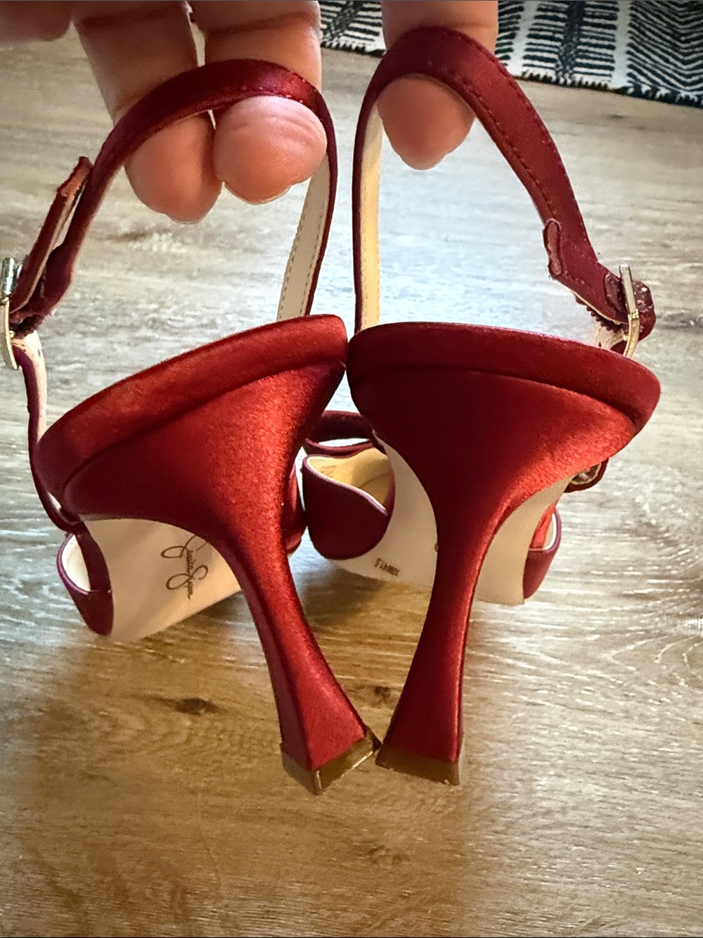 Jessica Simpson Satin Wine Bow Pointed-Toe Slingback Heels - Picture 6 of 7